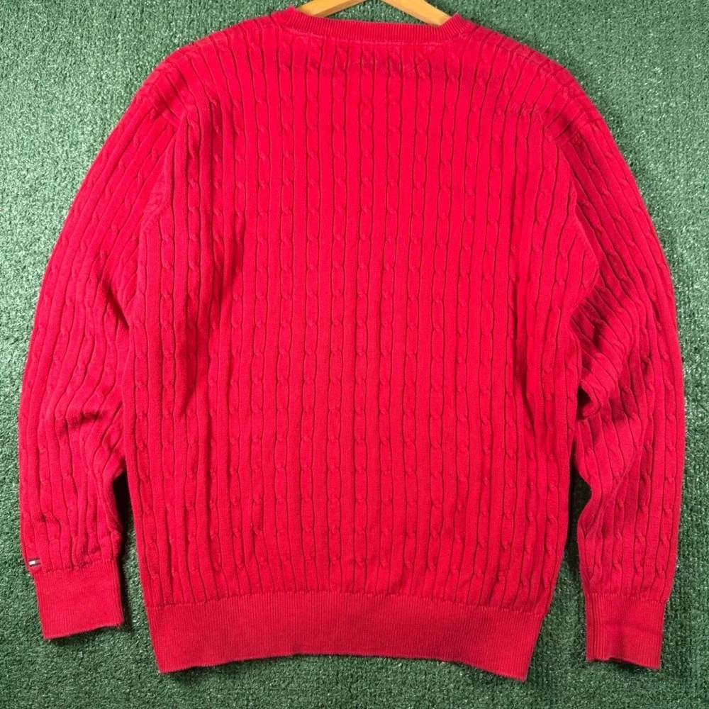 Tommy Hilfiger Sweater Mens M Red Good Cable Knit Golf Kiawah Island Cotton